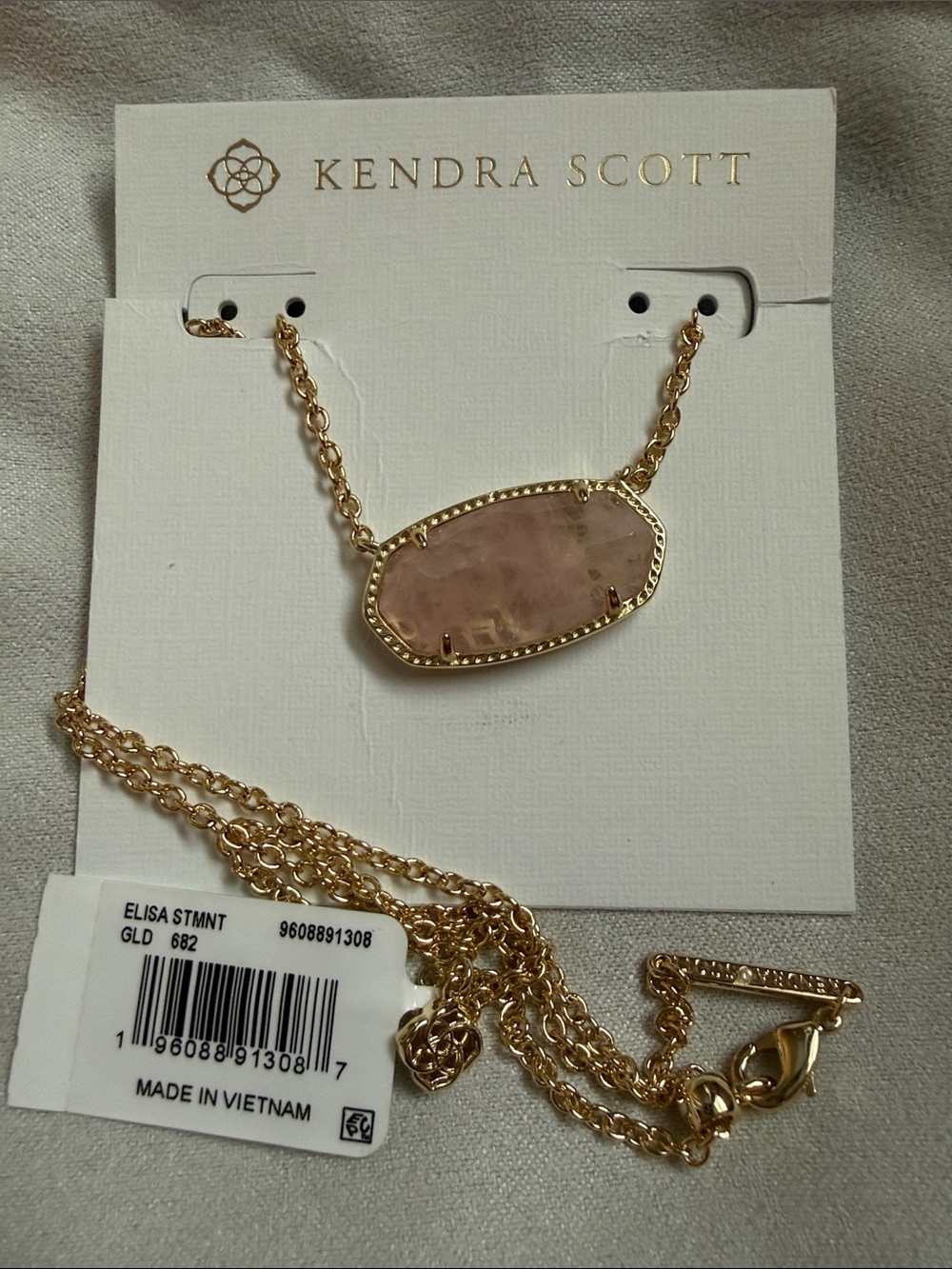 Kendra Scott Elisa Gold Statement Necklace with Pink Stone